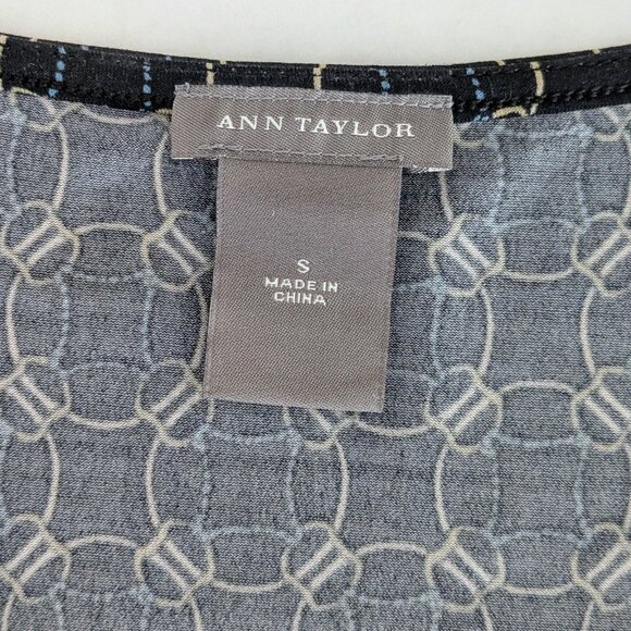 ANN TAYLOR Women's Cap Sleeves Top Blouse Size S Black Print NWOT - Picture 4 of 5